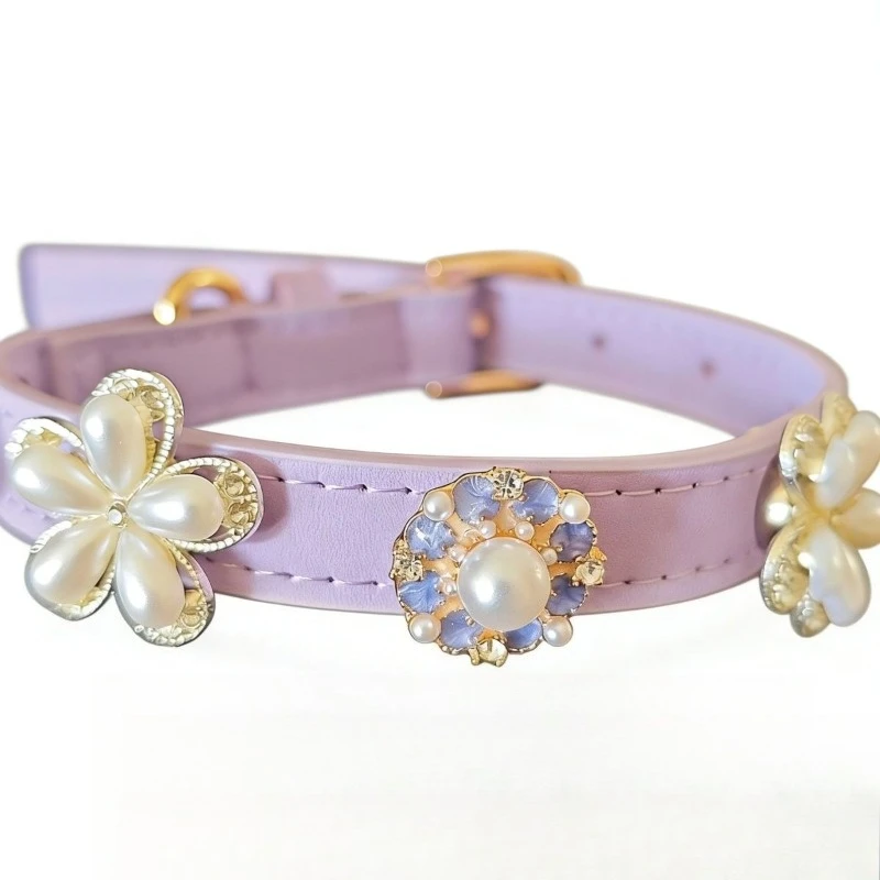 Removable, light luxury cat and dog collar, small dog, teddy bear, adjustable neck ring, lettering anti-loss
