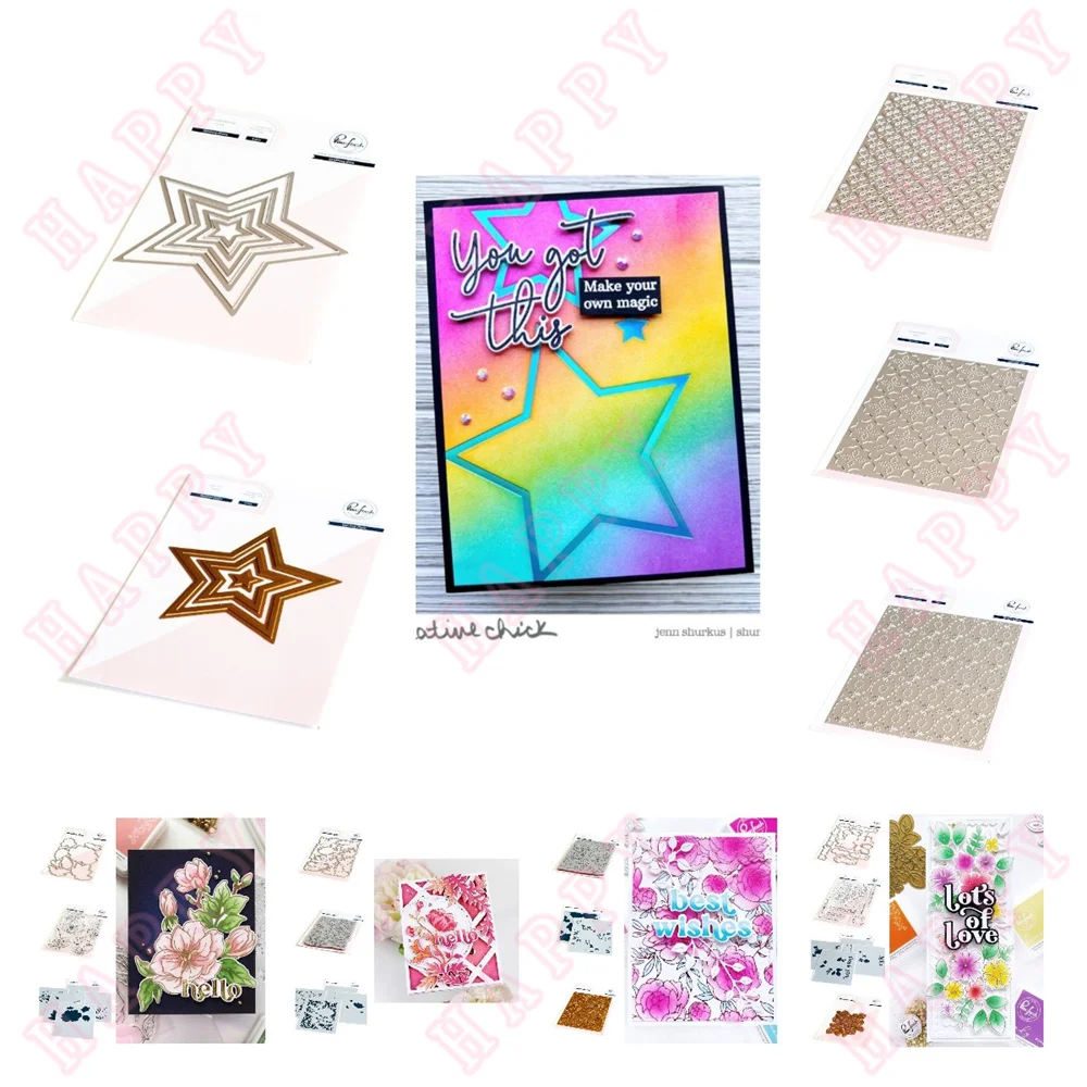 Simplest Gestures Nested Magnolia Peony Metal Die Cuts Stamps Stencils Hot Foil Plate Diy Paper Card Decor Embossing Molds
