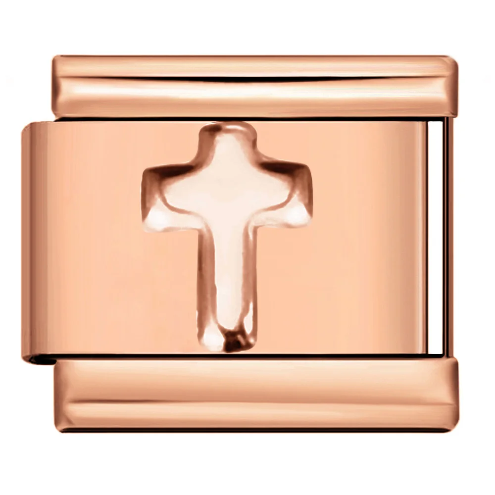 9mm Modisches Friedenszeichen-Symbol Katze Schmetterling Kreuz DIY Roségoldfarbener Schmuck Edelstahl-Anhänger für italienische Armbandherstellung DIY – Detail 3