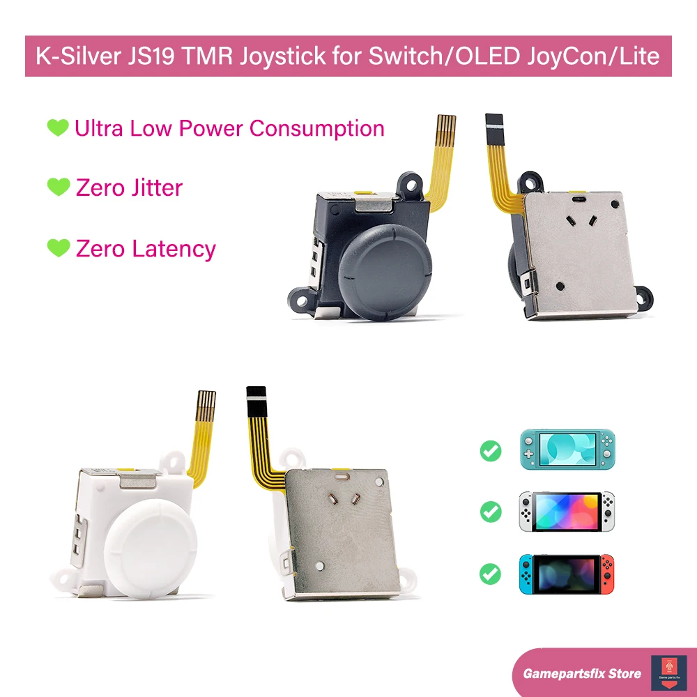 Kép 3: 2/4/10pcs k-silver JS19 TMR Botkormány számára Nintendo Árammegszakító NS OLED joycon számára NS lite Helyettesítés 3D Analóg thumbstick Volfrám Munkaeszköz készlet