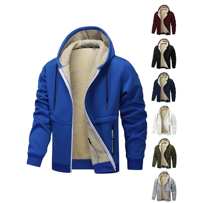 

Autumn Winter New Jacket Coat Lamb Fleece Lining Thicken Cardigan Hoodie Casual Sportswear 9 Colors European Size S-3xl