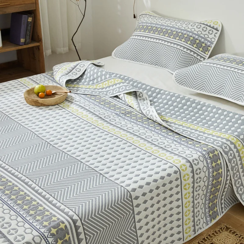 Summer washable pure cotton six-layer gauze mat three-piece set folding household soft mat summer cotton empty