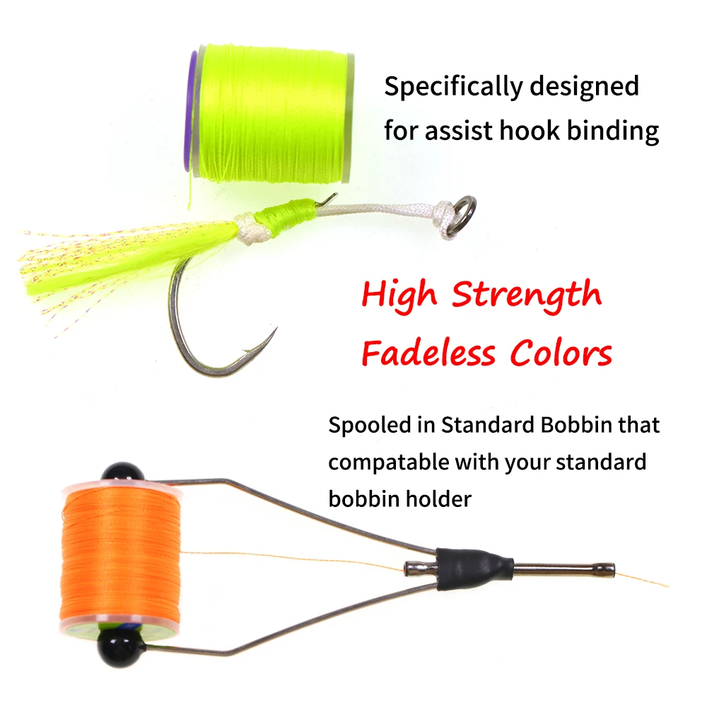150D Starker Bindfaden für Jig-Köder-Assist-Haken, fluoreszierend, DIY Handknotfaden, Salzwasser-Fliegenbindematerial – Detail 3