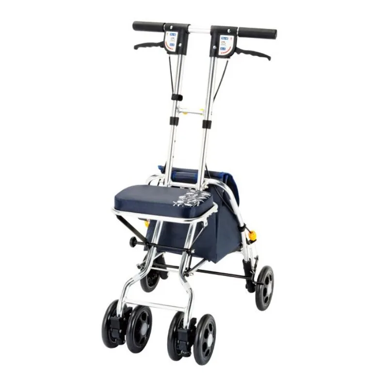 Folding Rollator Walker with Seat,Pull Rod Type Brake Design Light-Weight Elderly Shopping Cart Walker Walking Aids for Seniors