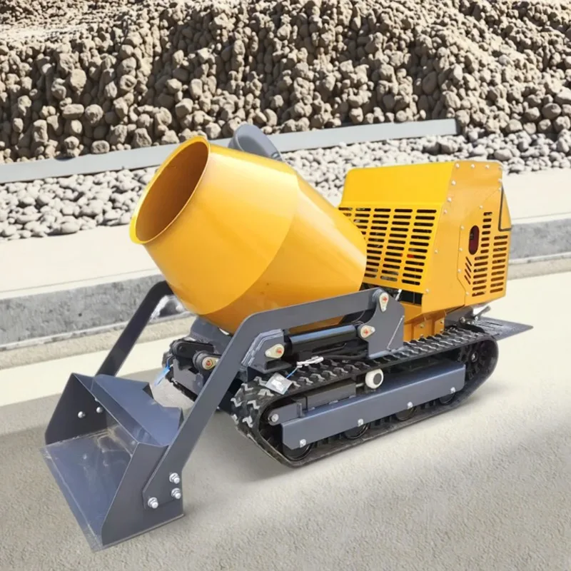 Mini crawler dump truck, crawler concrete mixer, portable tilting mini transport truck, construction dump truck