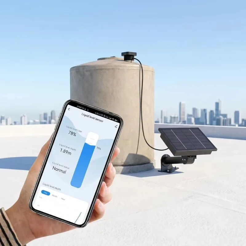 Ultrasonic Sensor Water Level Controller Wifi Water Tank Level Monitor with Solar Panel for TLC2502-WF-S Tuya