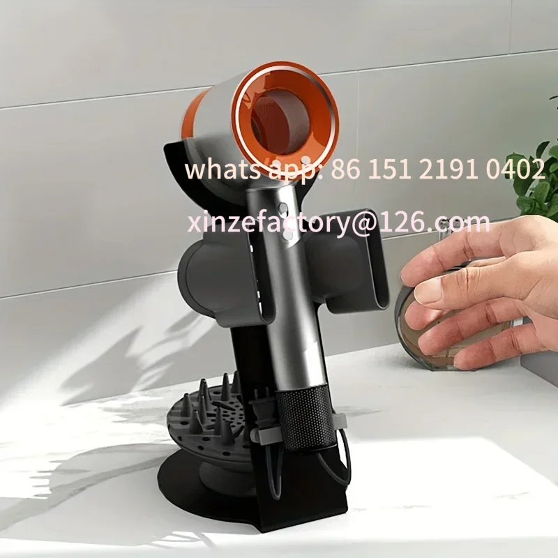 Customizable Hair Dryer Holder for Dyson Supersonic Wall-Mounted Stand with Cable Organizer Bathroom Storage Rack for Dryer Diff