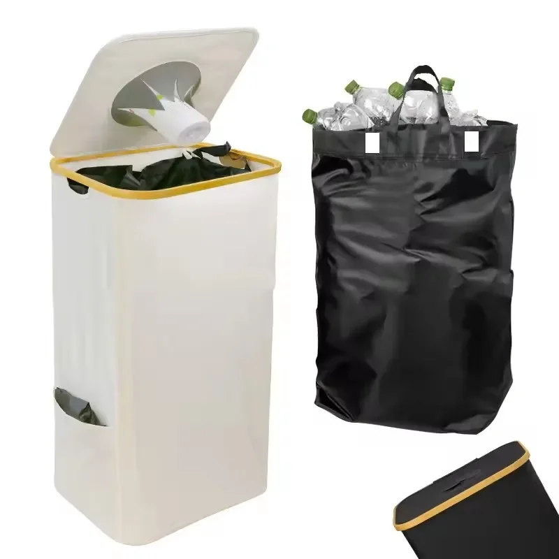 Storage Basket with Lid Recyclable Bottle Storage Basket Collapsible Waste Water Bottle Organiser Removable Handbag Organiser