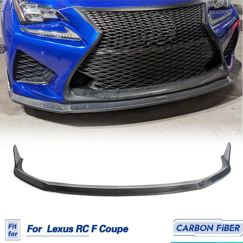 Car Front Bumper Lip Spoiler Carbon Fiber for Lexus RC F RCF Coupe 2-Door 2015-2018 Front Lip Chin Apron With Splitters Body Kit