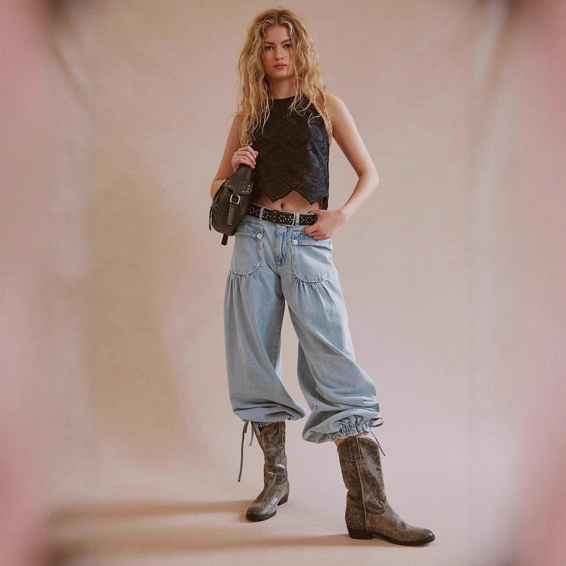 Fashion Denim Pockets Long Pants Women 2026 Spring Mid Waist Wide Leg Baggy Trousers Lady Street Loose Casual Chic Hip-hop Jeans