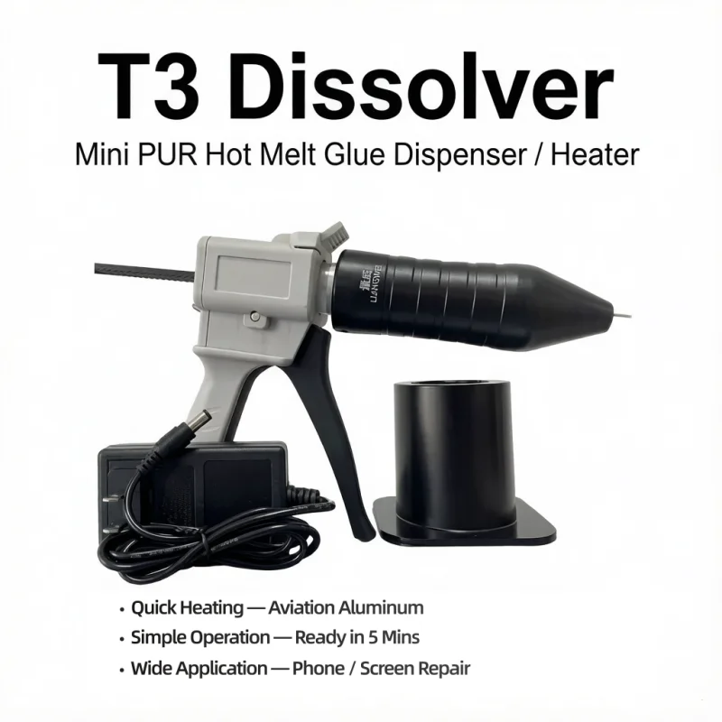 LIANGWEI T3 Instant Dissolver PUR Hot Melt Glue Heater Quick Heating for Phone Screen Middle Frame Bracket Back Cover Repair
