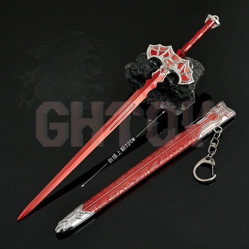 

22cm/8.66in The Legend of Qin Anime Peripheral Weapon Model Blood Clothes Hou Red Sword with Sheath Metal Craft Ornament Display