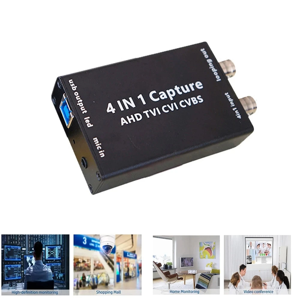 Video Converter 4 in 1 AHD CVBS CVI TVI to USB 3.0 UVC UAC standard 1080P 60FPS Audio Video 4 in 1/OBS /PotPlayer /Capture Card