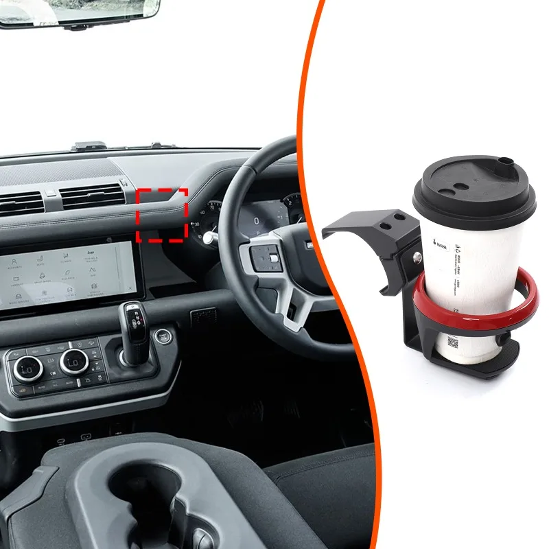 

Aluminum Alloy For 2020 2021 2022 2023 2024 Land Rover Defender Dashboard Extended Cup HolderCar Interior Accessories