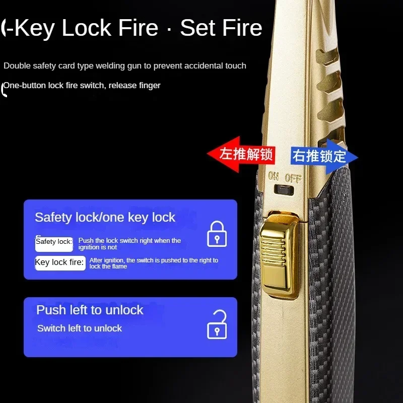 Metal Windproof High Flame Lighter, Turbine Torch, Gas Jet Welding Gun, Lighter, Outdoor Portable Barbecue Kitchen Ignition Gun - Image 4