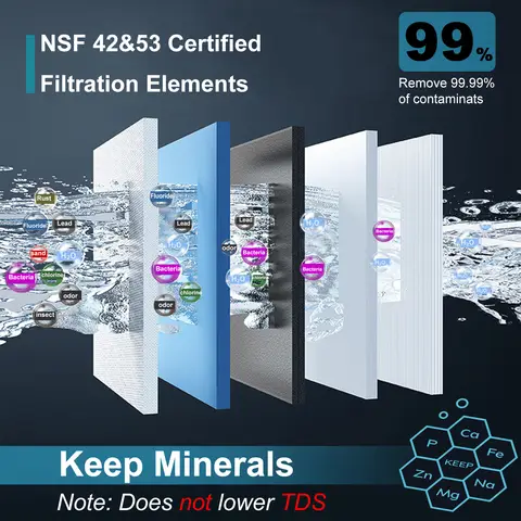 ALTHY U200PRO किचन अंडर सिंक ड्रिंकिंग वाटर फ़िल्टर प्यूरीफायर 5 इन 1, नल के साथ स्टेनलेस स्टील फ़िल्ट्रेशन सिस्टम 10 best sales जल फ़िल्टर प्रणाली - №9