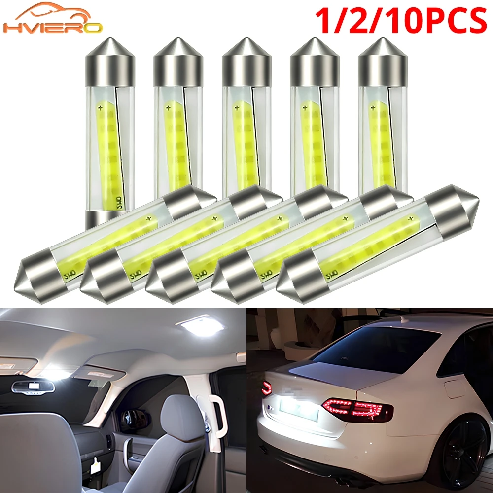 

1/2/10pcs Car 360 Degree C5W C10W COB LED Bulbs Festoon 39/41mm Interior Dome Door Reading Lamp White Trunk License Plate Light