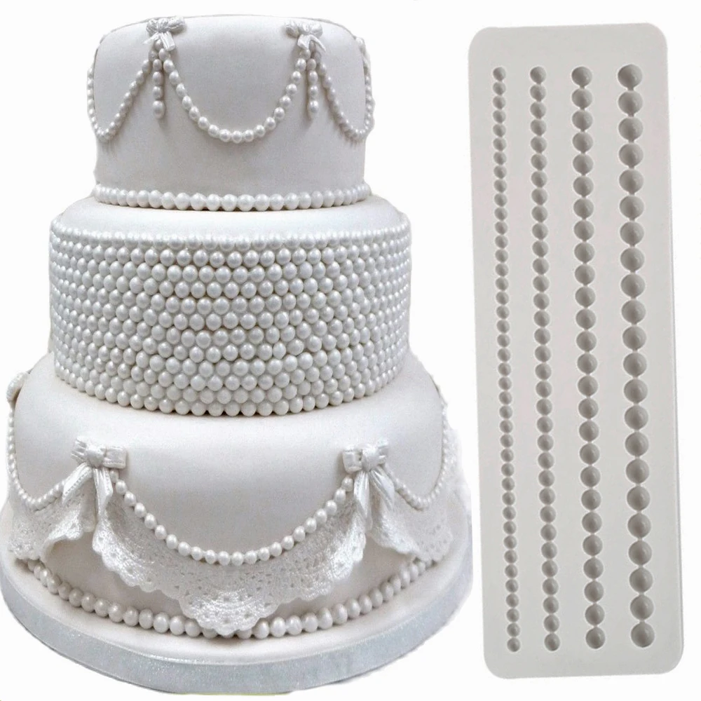 

4 Assembly Pearl String Beaded Silicone Fondant Mold Bead Chain Rope Chocolate Cake Border Sugarcraft Decorating Mould