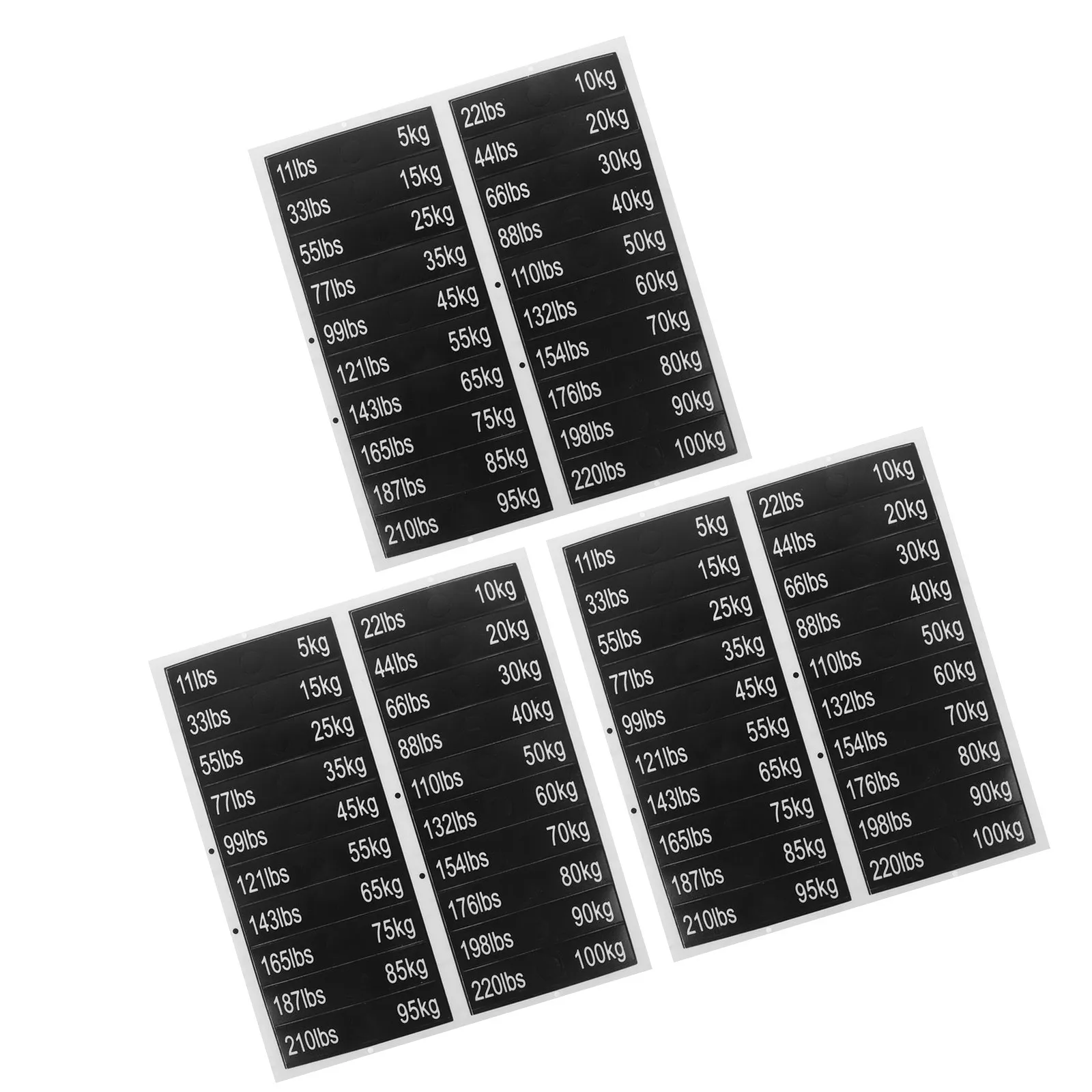 

3 Sheets Weight Stack Stickers 5-100Kg Self Adhesive Gym Equipment Weight Labels Durability Tested for Weightlifting Stations