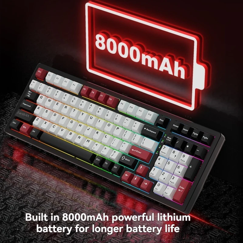 

Механическая клавиатура FH98, трехрежимная, с возможностью горячей замены, RGB, индивидуальная алюминиевая эргономичная клавиатура с ЧПУ, игровые офисные аксессуары, подарок