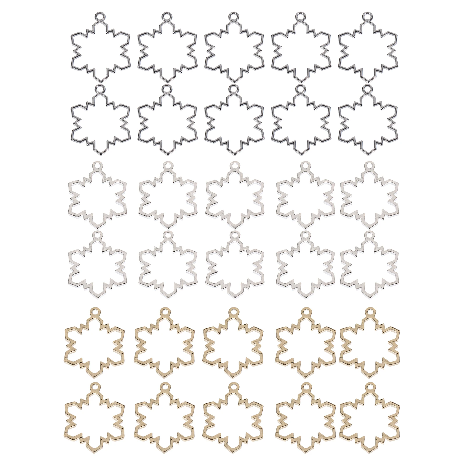 

30pcs Snowflake Pendant Bezel Hollow Epoxy Resin Frame Christmas Charms Accessories White Gun Black DIY Jewelry Craft
