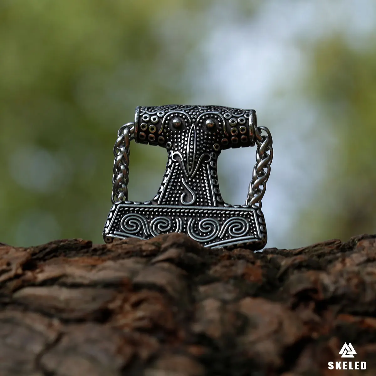 Stainless Steel Viking Symbol Hammer Vintage Punk Raven Men\'s Pendant Hip Hop Party Trend Jewelry Gifts