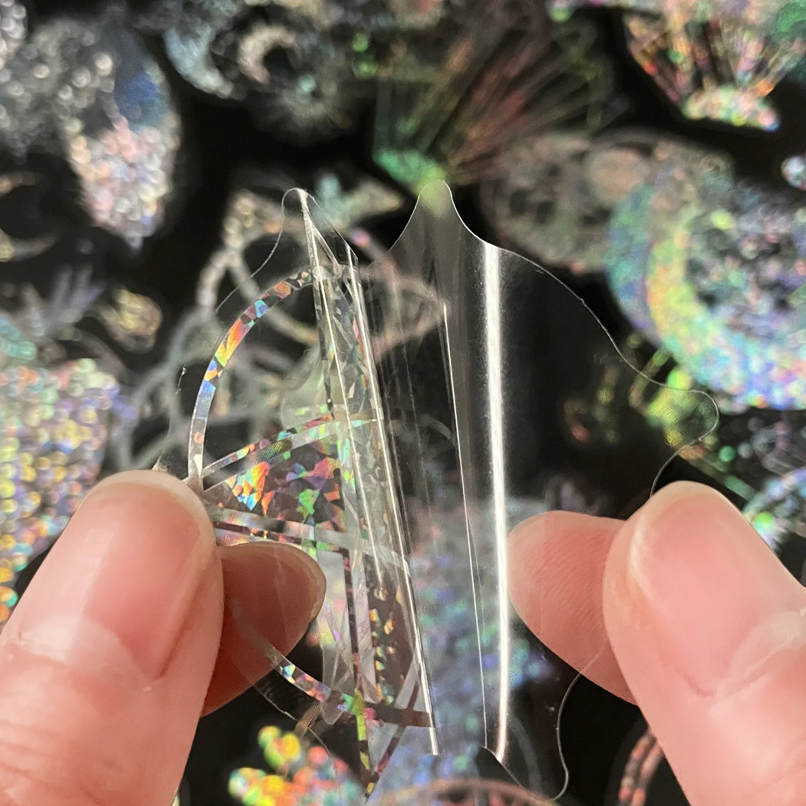 100pcs Cool Holographic Sticker, PET Waterproof Magic Decal, Notebook Laptop Phone Case Removable No Glue Left Sticker