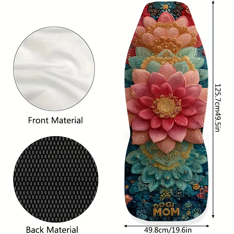 Two Pieces Of Bohemian Style 3D Embossed For Lotus Flower Printed Universal Car Seat Covers, Easy To Clean, Suitable For Both Me