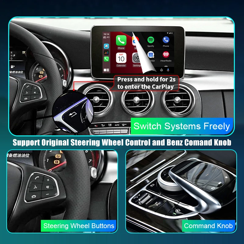 Wireless CarPlay for Mercedes Benz E / C Class W207 W213 W205 , with Android Auto Mirror Link AirPlay Car Play Functions