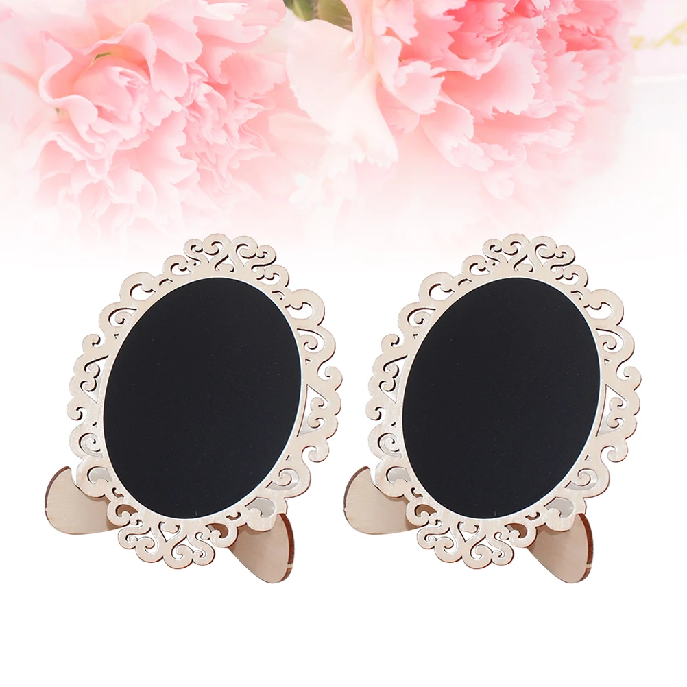 10Pcs Fashionable Hollow Flower Shape Mini Blackboard Wooden Chalkboard for Messages Notes Directions Instructions Reusable Eco