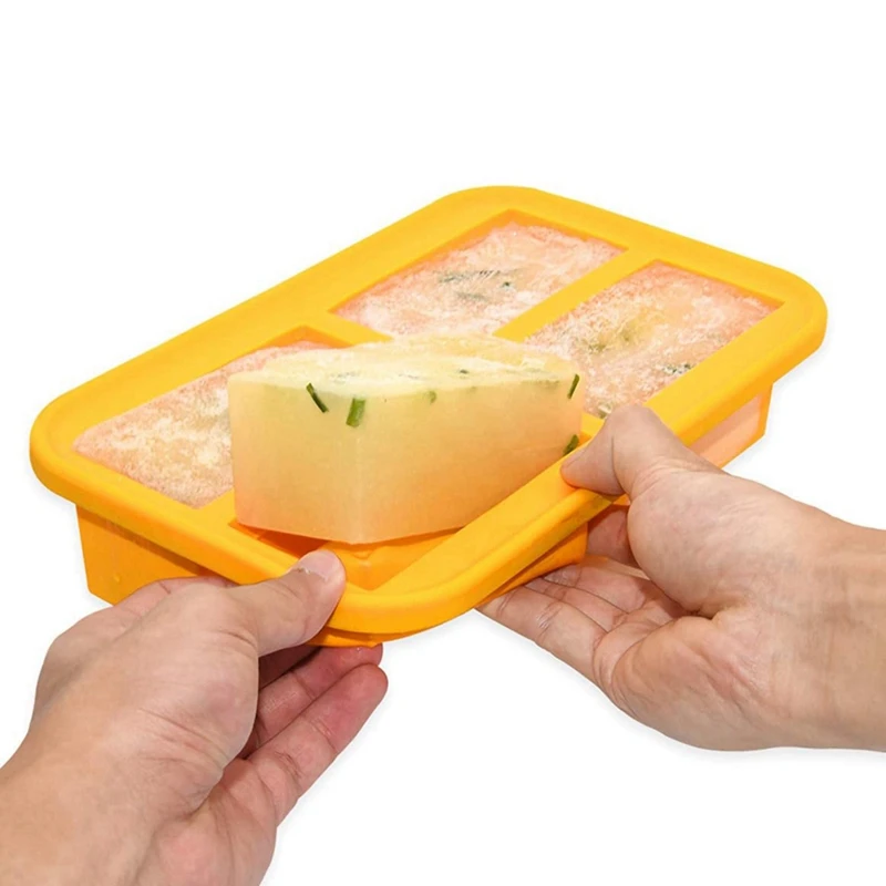 Cup Silicone Freezing Tray With Lid,2 Pc , Easy-Release Silicone Freezer Tray Food Freezer Molds Freeze And Store Soup