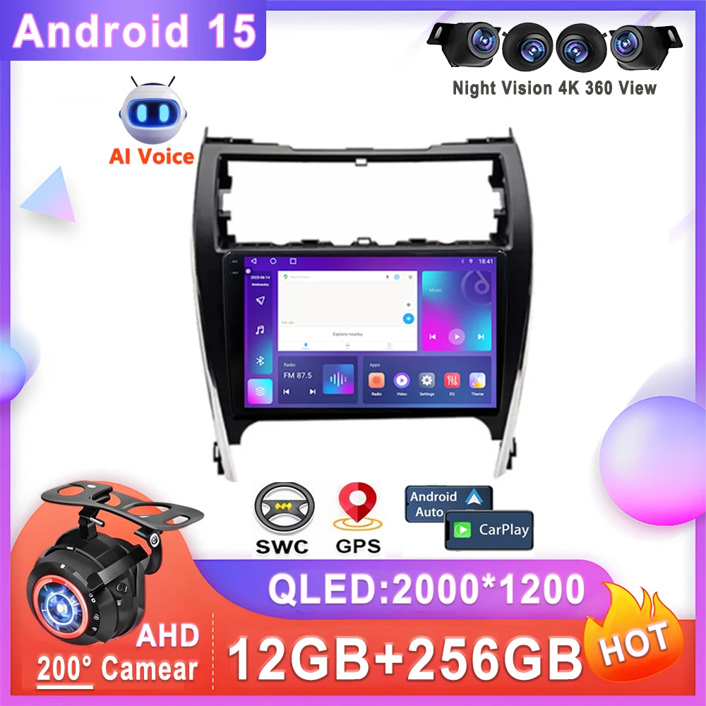 Android 15 For Toyota Camry 7 XV 50 55 2012 2013 2014 - 2015 2016 2017 Car Stereo Auto Radio Head Unit Multimedia Player Screen
