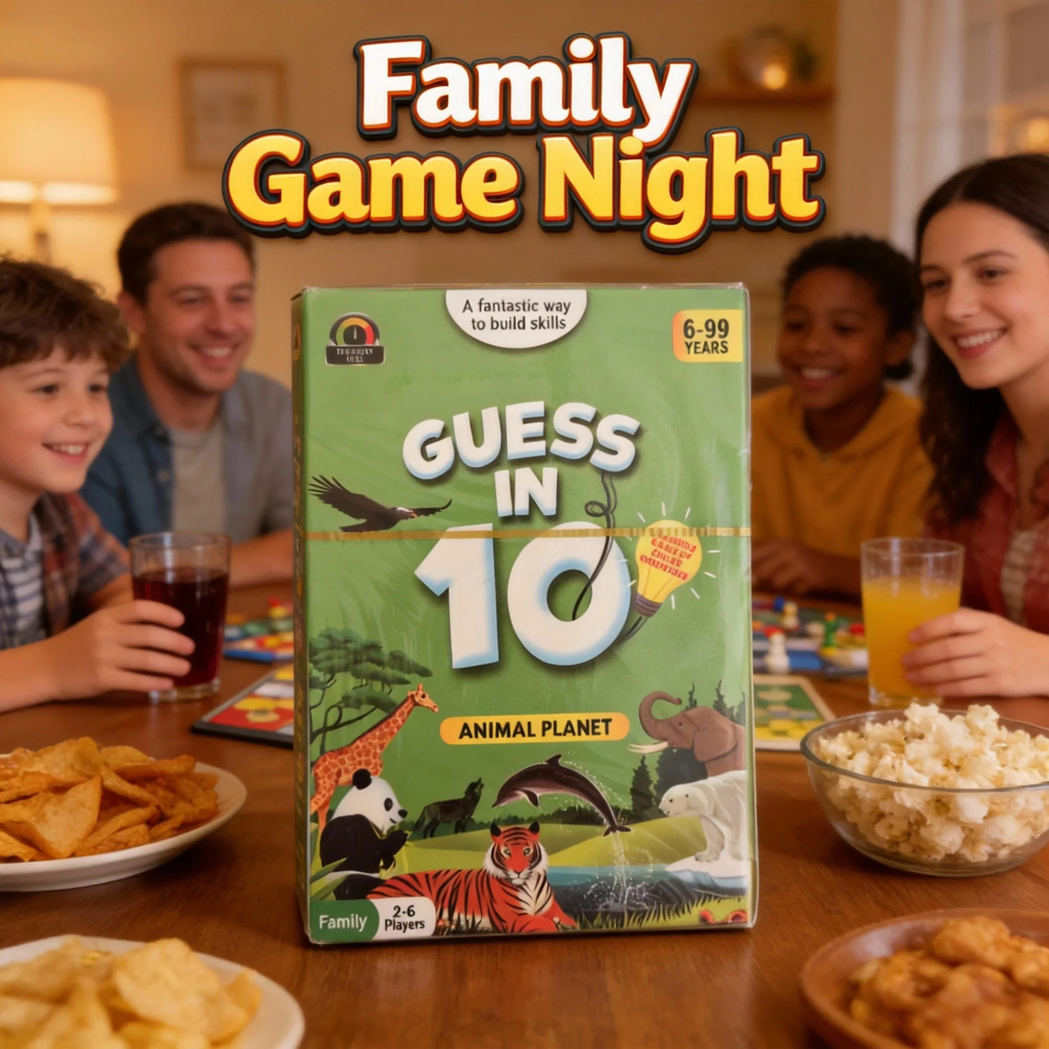 

GUESS IN 10 (английская версия) - Быстрая игра в угадывание животных для семейного игрового вечера, развивает навыки критического мышления