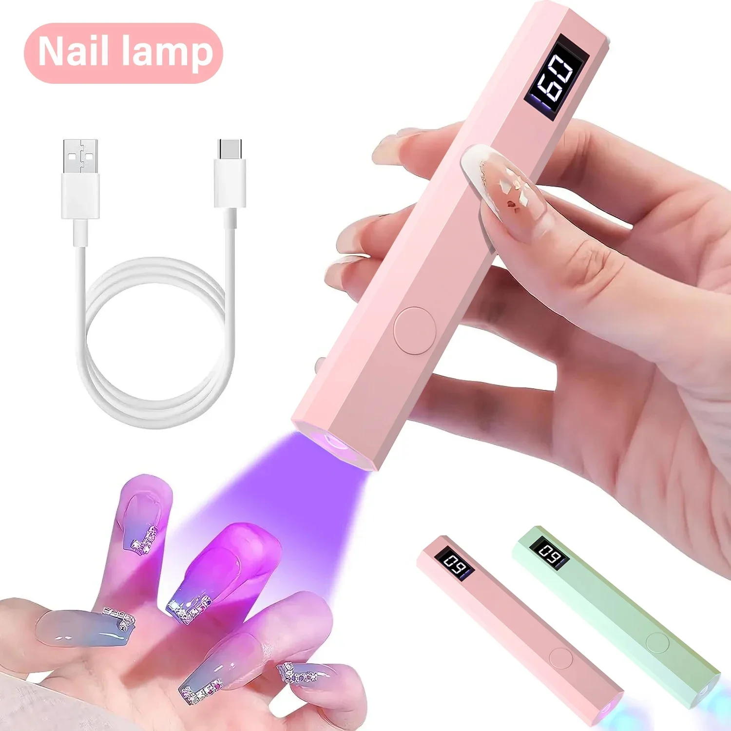 Brine Up Your Nails – Lámpara de uñas UV/LED portátil USB |   Secador de curado de gel ligero púrpura de grado de salón profesional para bricolaje
