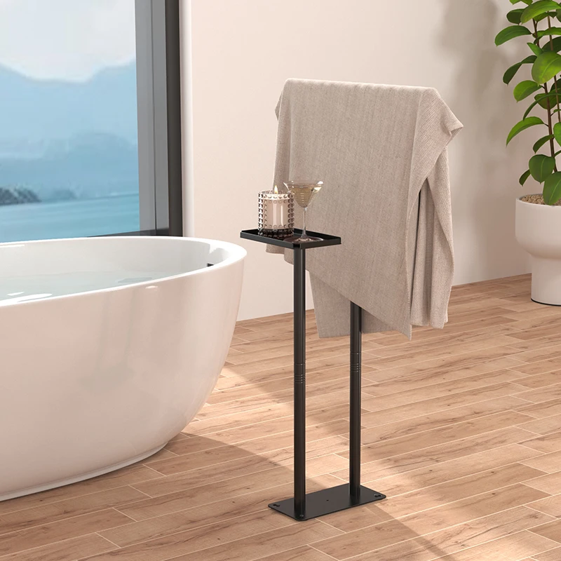 Floor Standing Towel Rack, Storage Rack, Vertical, Movable, Double Pole Non Perforated Towel Storage Rack