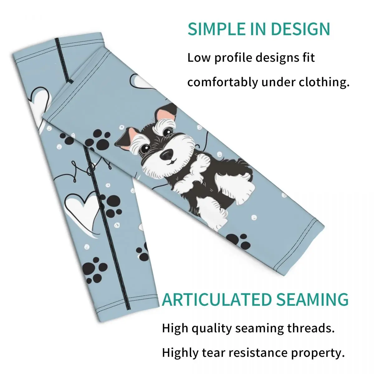 愛黒と白のミニチュアシュナウザー屋外アームスリーブ太陽紫外線保護カバー夏サイクリングタトゥースリーブ