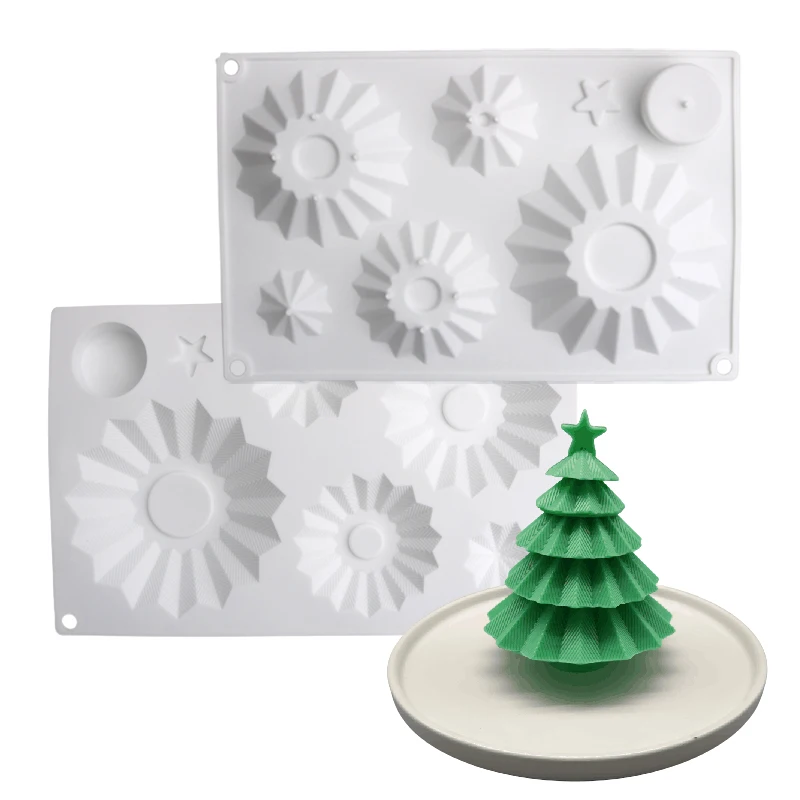 Combined Christmas Tree Design Christmas Dessert Chocolate Mousse Cake Jelly Pudding Silicone Mold Food Grade Baking Tools