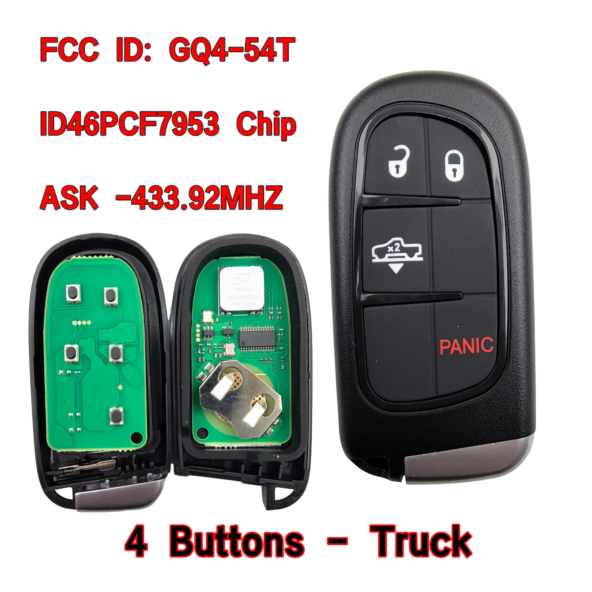 GQ4-54T ID46Chip 433Mhz 2/3/4/5BT Fernbedienung LKW-Auto-Schlüssel/PCB für Dodge für RAM 1500 2500 3500 2014 2015 2016 2017 2018 Keyless Go – Detail 10