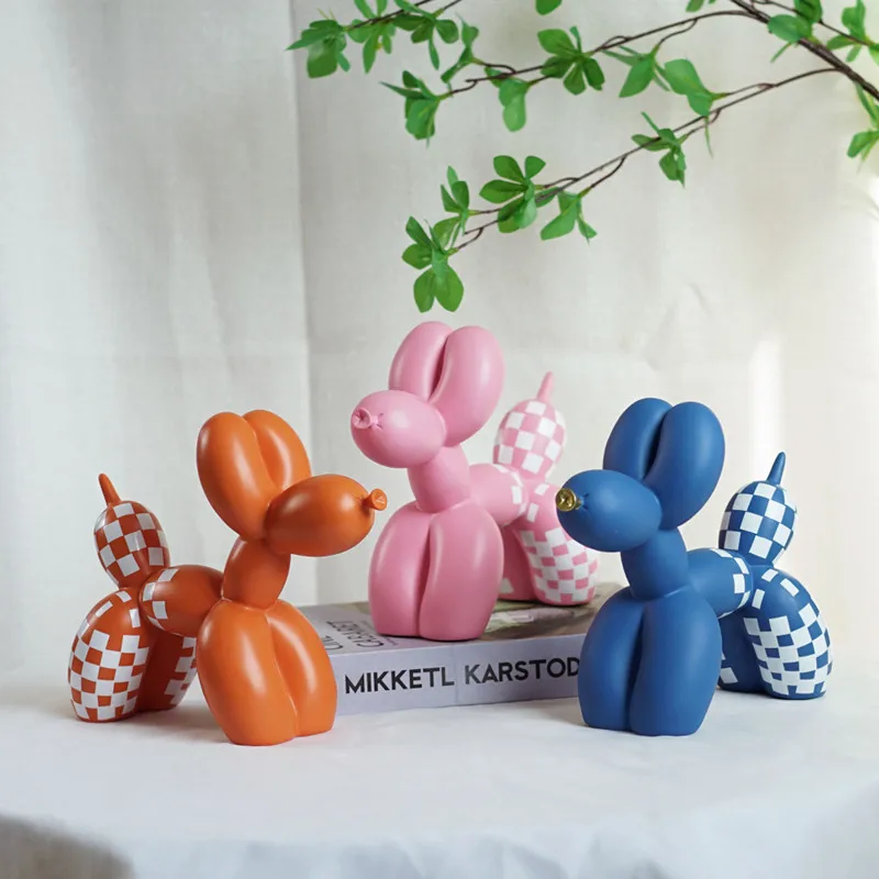 

Simple grid balloon dog Resin Statue Nordic Abstract Ornaments For Figurines Interior Sculpture Room Home Decor