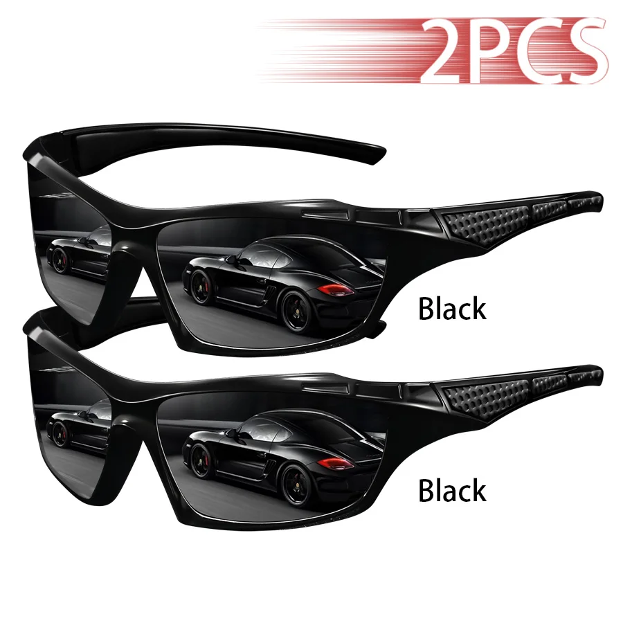 2 Stück Modische Farbblock-Vintage-Sonnenbrille für Autofahren, Angeln, Radfahren, Sport, Herren und Damen, Laufen, Bergsteigen – Detail 8