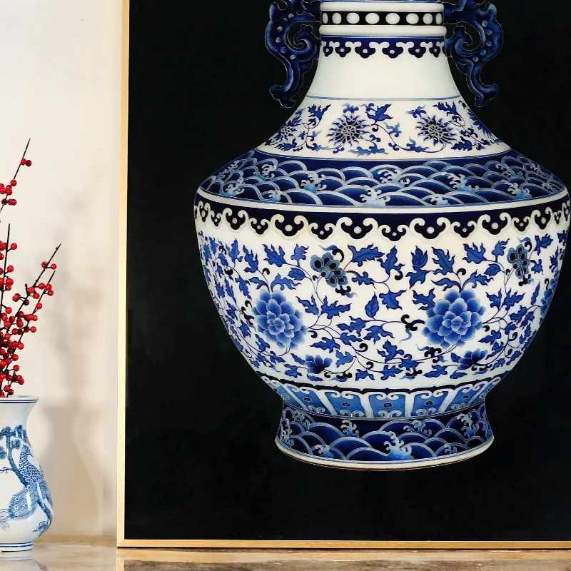 

Декоративная картина ручной работы из шелковой эмали с изображением сине-белой фарфоровой вазы, настенный кулон