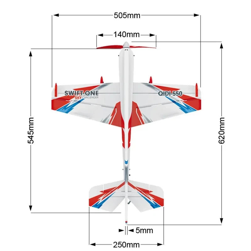 QIDI-550 3D RC Airplane 500mm Wingspan One-Key Hanging Stunt with 6-Axis Gyro Wind Resistant Flight Control RTF Aircraft