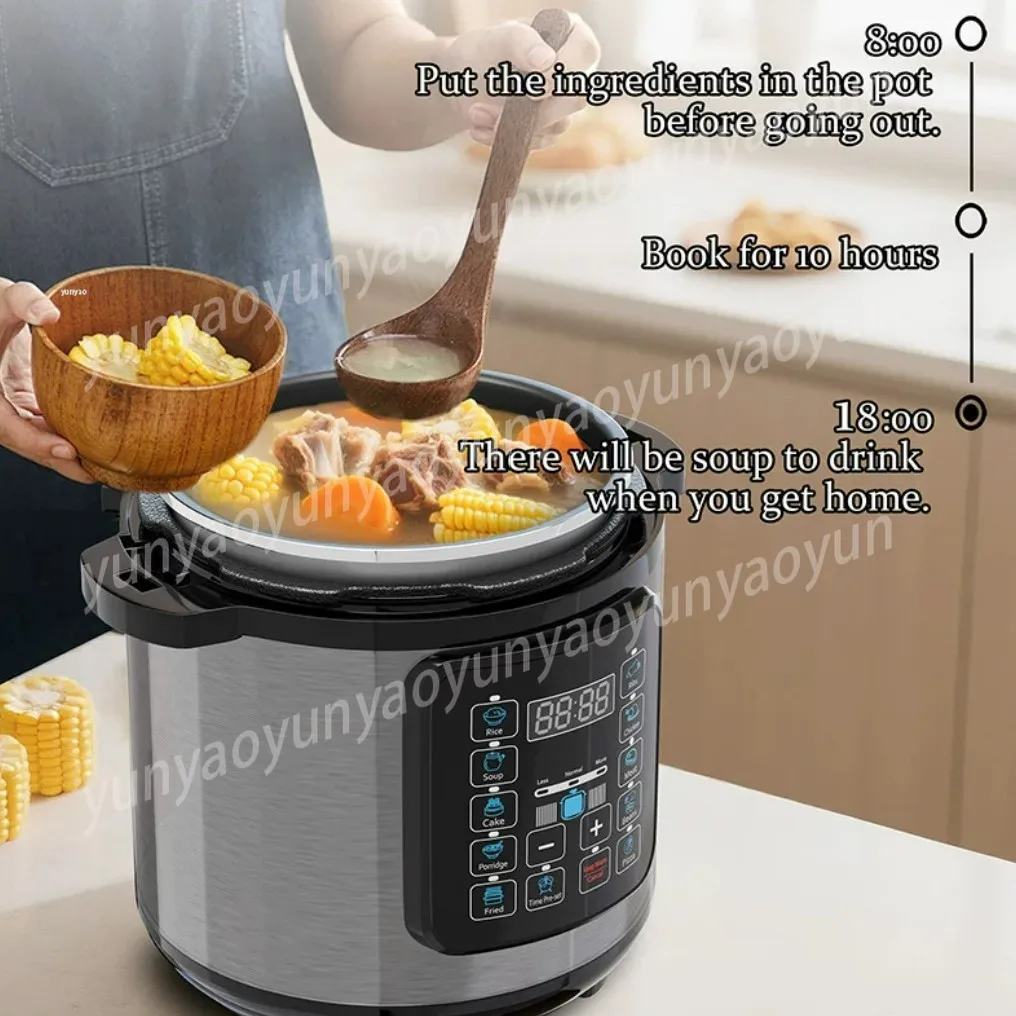110V Volt Electric Pressure Cooker Household Multi-functional 6L Rice Cooker Two-in-one Stainless Steel Liner