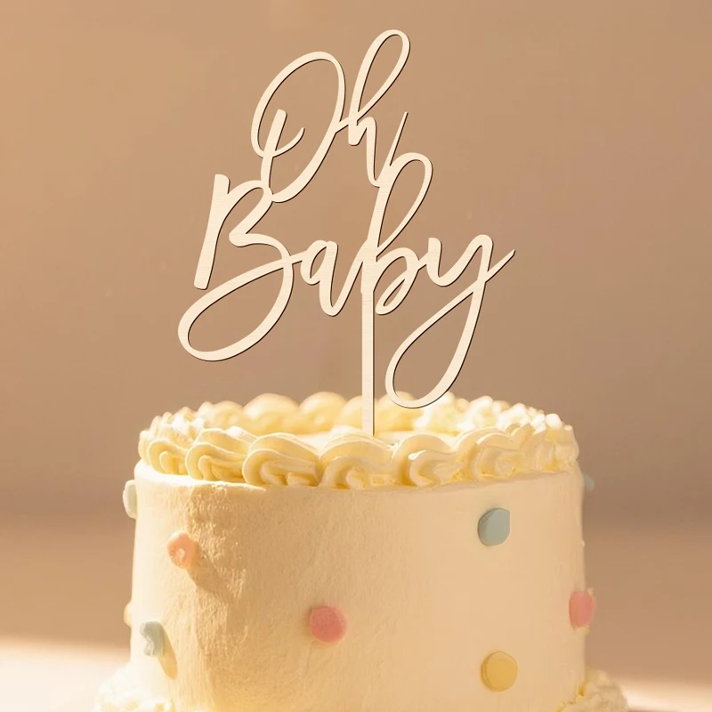 YOMDID 1 Stück Oh Youngster Kuchendeckel aus Holz für Geburtstag, Geschlecht offenbaren, Babyparty, Party, Kuchendekoration, Zubehör – Detail 9