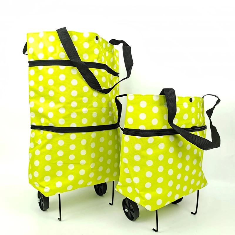 Sac de chariot de courses pliable avec des roues, grand gril réutilisable, fourre-tout à main, sac de chariot de nervure d'épicerie de supermarché, tissu de cuillère à soupe