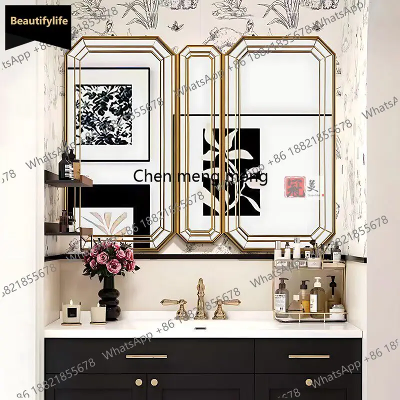 b567 European mirror, bathroom washbasin, wall-mounted dressing mirror, soft wall three-sided decorative mirror
