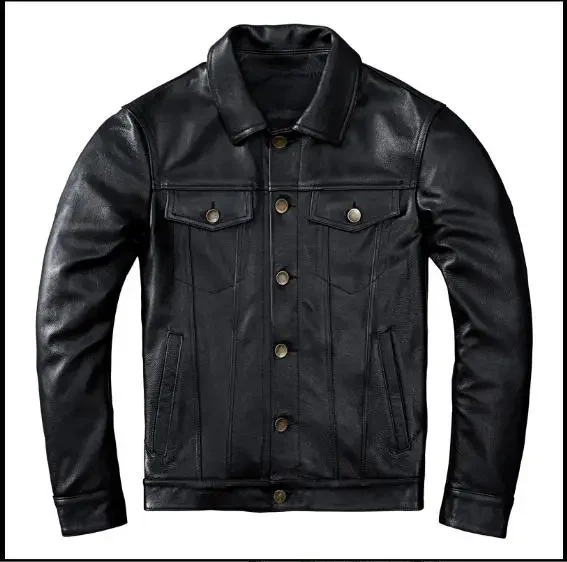 LNY Shop Best.Genuine Leather jacket.classic casual slim cowhide coat.plus size mens quality leather clothing.fashion.wholesales