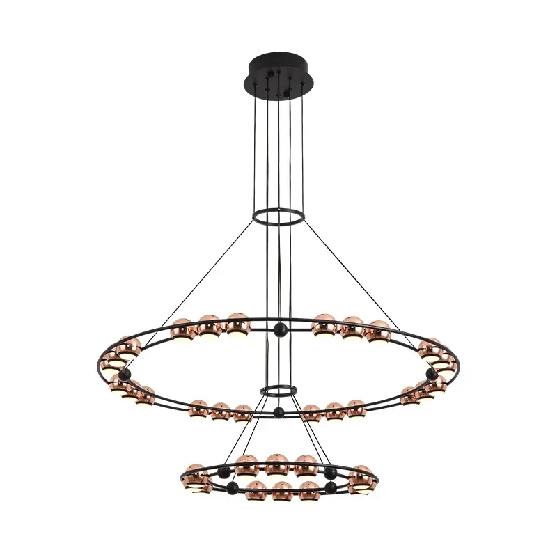 Nordic Simple Modern Light Luxury Duplex Building Personalized Living Room Bedroom Dining Room Circular Bean Lamp Led Chandelier