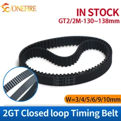 2GT Closed Loop Timing Synchronous Belt Length 130/132/134/136/138 GT2 Width 3/4/5/6/9/10 mm