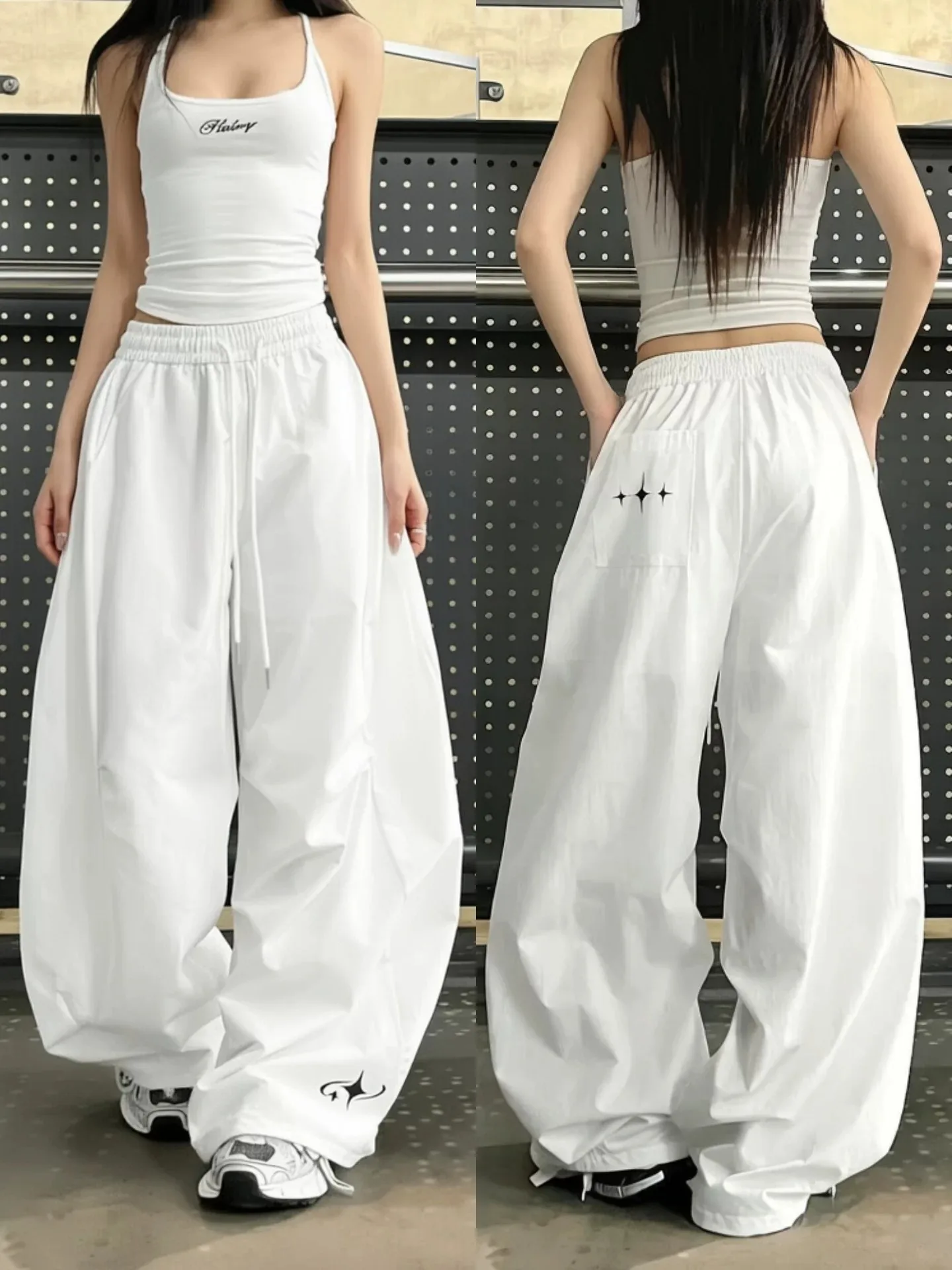 

American Style Hot Girl Paratrooper Work Pants Women Summer Thin Street Style Sports Loose Wide Leg Casual Pants